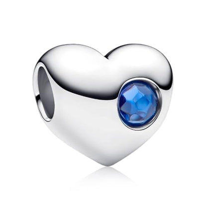 Birthstone Charm, Heart Charm Bead with CZ, for Anniversary Birthday Mothers Valentines Day Christmas Graduation, for Yourself Family Mom Friend Girlfriend Sister Grandma - style: Sept.