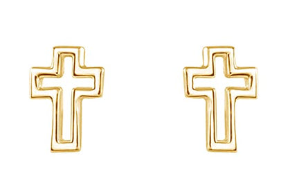 AFFY 14K Gold Plated 925 Sterling Silver Plain Minimalist dainty Stud Earrings Jewelry For Her Women Birthday Gift - color: Cross