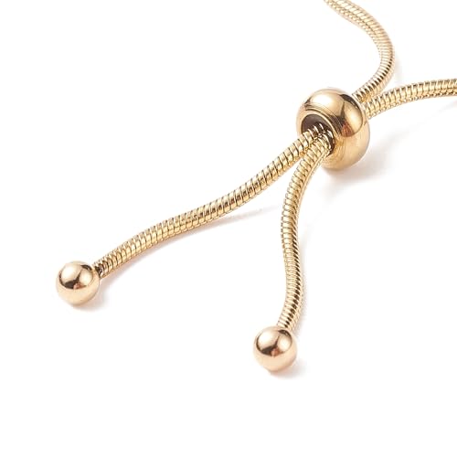 FASHEWELRY 10Pcs Adjustable Stainless Steel Snake Chains Bracelet 9" Golden Slider Bracelets Chains Tarnish Resistant Extender Box Chain with Ball End for DIY Jewelry Making - color: Golden, size: 9"