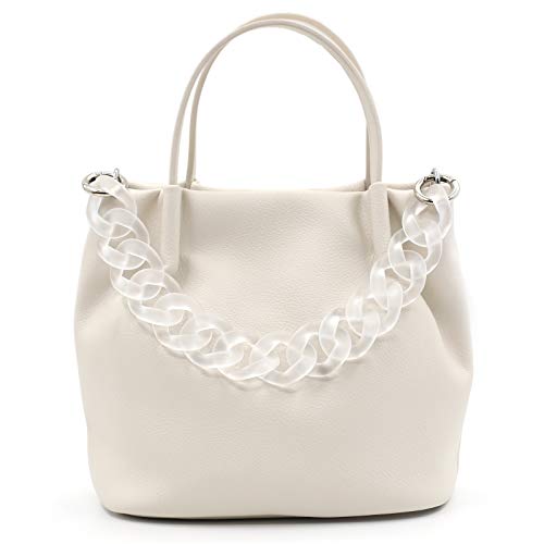 AUMEY Large Flat Chain Strap - Acrylic Clear Chain Luxury Handbag Strap Fashionable Replacement Purse Clutches Handles for Purse Handbags DIY Crafts, 15.7 inch of Each … (02- Transparent) - color: 02- Transparent