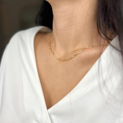 GTVOODX 33 Feet Gold Paperclip Necklace Chains Bulk for Jewelry Making | Oval Soldered Stainless Steel Necklace Bulk Chain Roll Spool for DIY Bracelet Craft Supplies with Lobster Clasps Jump Rings - color: Gold Thin Paperclip Chains
