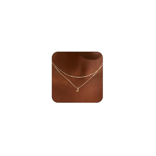 Gold Initial Necklaces for Women, 14k Gold Plated Round Letter A-Z Pendant Necklace Trendy Capital Monogram Necklace Dainty Name Pendant Necklace for Women Jewelry Gifts - style: Gold J