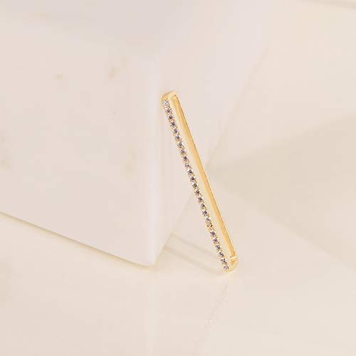 18k Gold Pave Bar CZ Diamond Clip On Cartilage No Piercing Stacking Ear Cuff