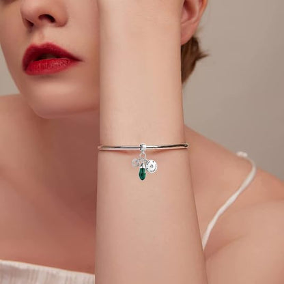 GMXLin Birthstone Birthday Charms Teardrop Love Heart Dangle Bead Compatible With Pandora Charms Bracelets - style: May Birthstone