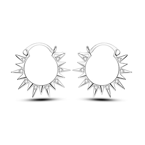 NARMO 925 Sterling Silver Earrings for Women Hypoallergenic Hoop Earrings - color: Sun