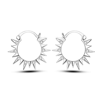 NARMO 925 Sterling Silver Earrings for Women Hypoallergenic Hoop Earrings - color: Sun