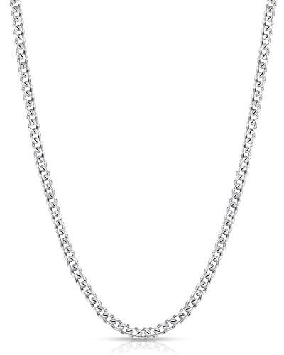 Fiusem 3.5mm Cuban Link Chains for Men, Silver Tone/Black/14K Gold Plated Stainless Steel Necklace Chain, Mens Necklace 16, 18, 20, 22, 24, 26, 28 Inch - size: 16 inches, style: a.3.5mm width-steel