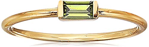 Amazon Essentials 18K Yellow Gold Plated Sterling Silver Cubic Zirconia Fashion Stackable Ring - color: Peridot,August, size: 8