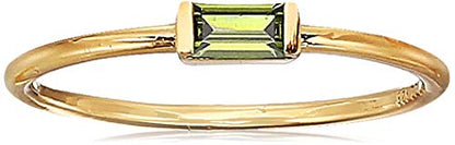 Amazon Essentials 18K Yellow Gold Plated Sterling Silver Cubic Zirconia Fashion Stackable Ring - color: Peridot,August, size: 8