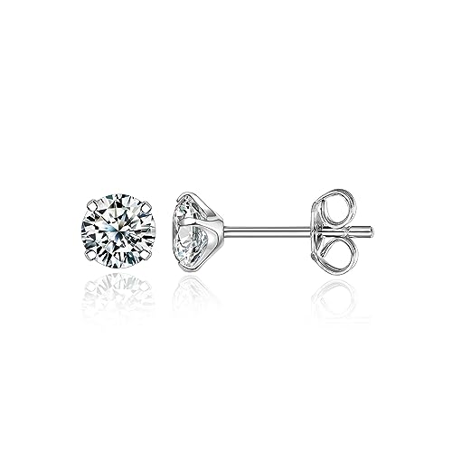 Limerencia Hypoallergenic G23 Pure F136 Implant Grade Titanium Earrings | 20G Flat Back Studs with CZ, Available in Round, Princess-Cut, Square & Ball, Earrings for Women and Men with Sensitive Ears - style: 6mm Cubic Zirconia