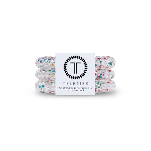TELETIES - Spiral Hair Coils - Ponytail Holder Hair Ties for Women - Phone Cord Hair Ties - Strong Grip, No Rip, Water Resistant, No Crease Hair Tie Coils - 3 pack (Small, Party People) - color: Party People