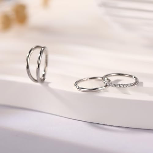 FUNLMO 3Pcs Nose Rings Double Hoop Nose Ring Conch Daith Tragus Helix Rook Piercing Jewelry Surgical Steel Cartilage Earring Conch Hoop Earring Septum Jewelry Lip Ring - color: Style 1: Silver