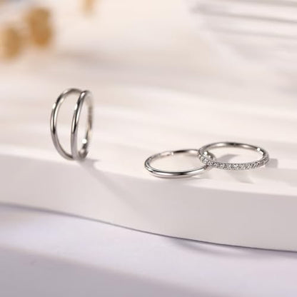 FUNLMO 3Pcs Nose Rings Double Hoop Nose Ring Conch Daith Tragus Helix Rook Piercing Jewelry Surgical Steel Cartilage Earring Conch Hoop Earring Septum Jewelry Lip Ring - color: Style 1: Silver