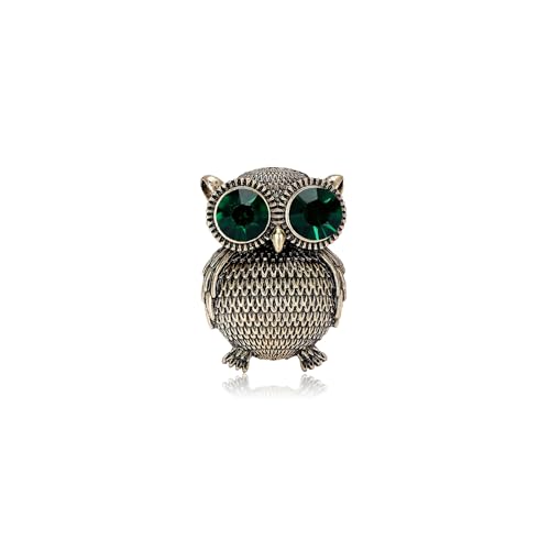 Enamel Bird Brooch for Women Rhinestones Owl/Hummingbird/Eagle/Toucan Lapel Pin Cute Bird Brooches Jewelry Gifts for Mom Wife - color: Green-Owl 2