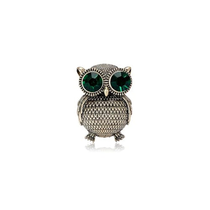 Enamel Bird Brooch for Women Rhinestones Owl/Hummingbird/Eagle/Toucan Lapel Pin Cute Bird Brooches Jewelry Gifts for Mom Wife - color: Green-Owl 2