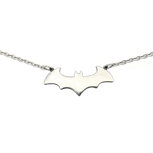 Tapp Collections Stainless Steel Superhero Pendant Necklace - color: Bat-W / Steel Chain / Silver Color