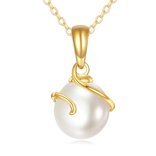 KECHO 14k Gold Pearl Necklace for Women, Freshwater Pearl Pendant Jewelry Wedding Anniversary Birthday Gifts for Her - style: E-Pearl Necklace