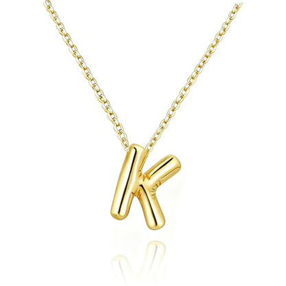 Gold Initial Necklace for Teen Girls Women Letter necklaces Jewelry Gifts | Gifts for Girls Women, Teen Girl Gifts Trendy Stuff, Bubble Letter Pendant Necklace - style: K