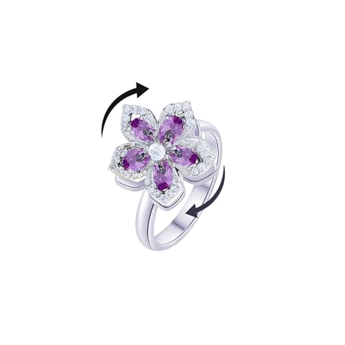 Sunflower Fidget Ring for Women Gold Anxiety Crystal Rings Cubic Zirconia Sunflower Open Adjustable Fidget Ring Spinner Sun Ring for Men Trendy Jewelry - color: Other