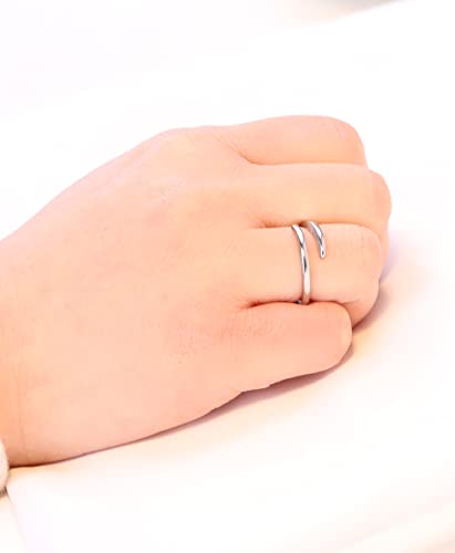 MYNENEY Pointed Classical Promise Ring Stainless Steel Thin Ring For Women - color: Open Twist-Silver, size: 6