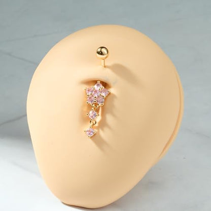 QWALIT Belly Button Rings 14G Surgical Steel Belly Rings CZ Opal Navel Piercing Jewelry for Women Girls 3/8" 10mm Silver Rose Gold - color: G2- Mix 6pcs - gold