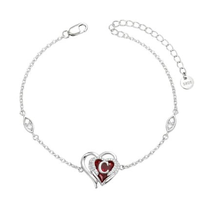 Initial Bracelet for Women 925 Sterling Silver Heart Angel Wings Initial Bracelet Anniversary Birthday Mothers Day Jewelry for Mom Her Wife - color: C
