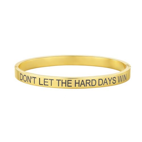 Inspirational Christian Bracelet for Women, Oval Engraved Bible Verse Love Bangle Cuff, Faith Scripture Jewelry, Religious Encouragement Gift for Mom Daughter Sister Friend - color: DON'T LET THE HARD DAYS WIN-Oval Bangle Gold