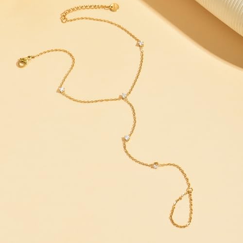 Toe Ankle Bracelets for Women Waterproof, 18K Gold Plated Pearl Anklet Dainty Layered Pearl Daisy Tassel Cubic Zirconia Star Adjustable Link Chain Anklets, Summer Beach Boho Foot Jewelry - style: Y-5 CZ Anklet
