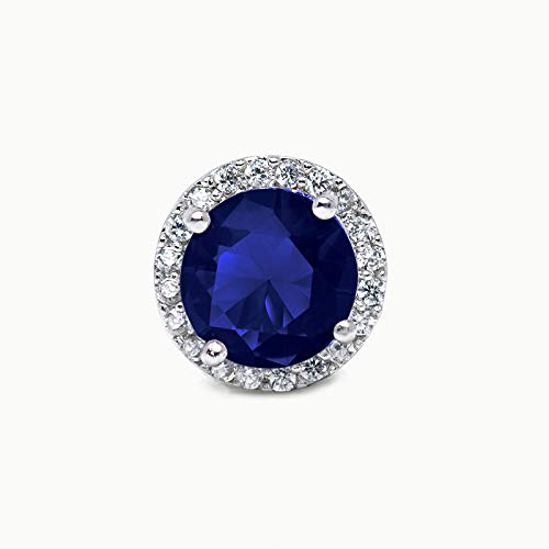 SWEETV Cubic Zirconia Stud Earrings, 8mm Round Cut, Rhinestone Hypoallergenic Earrings for Women & Girls | 9mm Round Cut Hypoallergenic 925 Sterling Silver Stud Earrings for Bridal Bridesmaid Prom Weddings Parties,Silver - color: 06.Sapphire