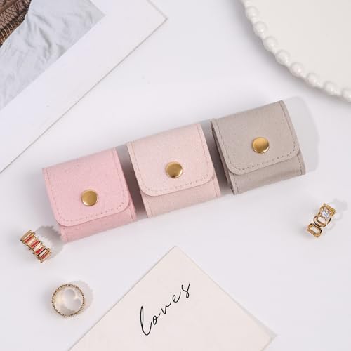 3 Pack Mini Jewelry Organizer, Travel Jewelry Case, Foldable Multifunctional Travel Jewelrys Pouch for Earrings, Necklaces, Rings, Chain Bracelets, Brooches - color: Pink