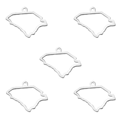 kkjoy 5Pcs Hollow Continents Maps of USA Pendant Charms for Jewelry Making and Crafting, Stainless Steel Mini Charm Craft Supplies Accessories for DIY Bracelet Necklace Earrings - color: Hollow South Carolina Map - Silver
