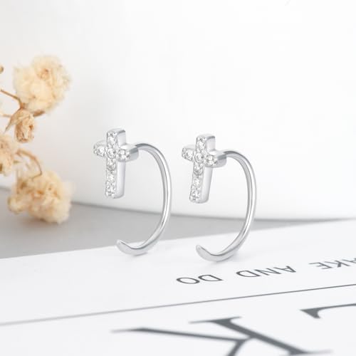 925 Sterling Silver Moissanite Huggie Half Hoop Earrings for Women - style: style 8