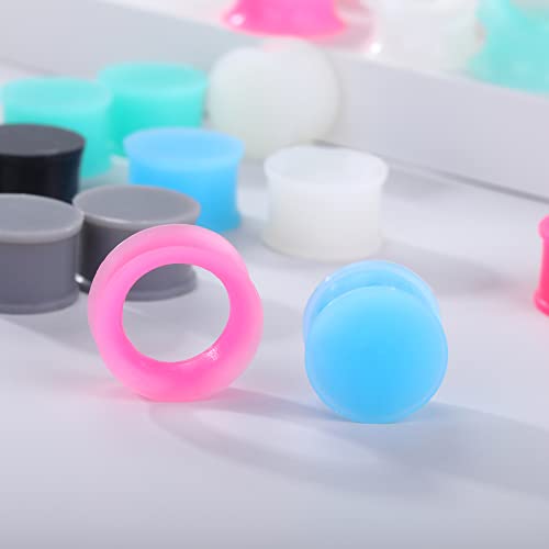 Juway Oveta Ear Gauges for Ear Silicone Ear Plugs Soft Flexible Silicone Gauge Saddle Silicone Ear Plugs and Tunnels 6mm-20mm(16 Pairs) - color: 32PCS 16mm(5/8")