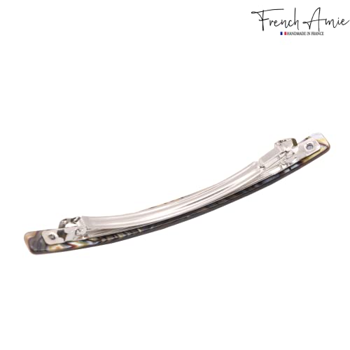 French Amie Long and Thin Onyx Large 4 Inch Hair Clip Barrette | Handmade Automatic For Girls Women Teens Adults Everyday Style - color: Onyx