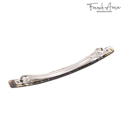 French Amie Long and Thin Onyx Large 4 Inch Hair Clip Barrette | Handmade Automatic For Girls Women Teens Adults Everyday Style - color: Onyx