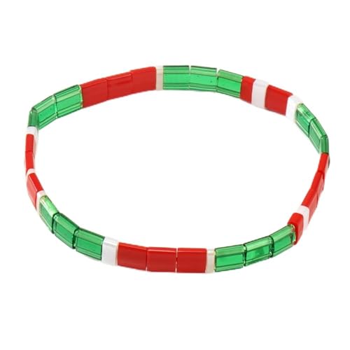 Candy Colorful Tila Flat Beads Bracelets for Women Trendy Unique Friendship Handmade Stackable Christmas Jewelry Gifts - color: christmas bead