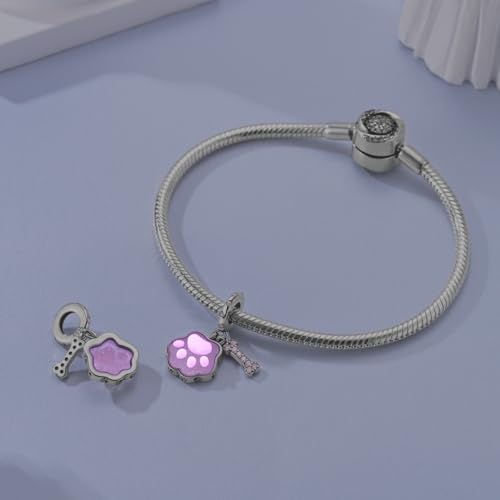 14K Gold Plated Charms for Bracelets Necklace Star Moon Cross Beads Woman | 925 Sterling Silver Charms Butterfly Cute Cat Dog Evil Eye Lucky Bracelet Beads Aesthetic Peandant Jewelry Gift for Mom - color: pink 1