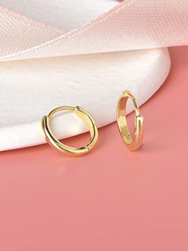 Mini Tiny Huggie Hoop Earrings Top Upper Ear Cartilage Forward Helix Cuff Plain Simple 925 Sterling Silver Gold 9mm 8mm 7mm 6mm 5mm Hoop Earrings - color: Gold-9mm