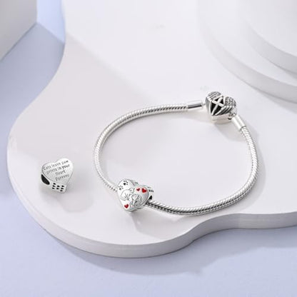 HONGRUI 925 Sterling Silver Charm for Bracelets Fashion Women Jewelry Gift - color: Red Cat