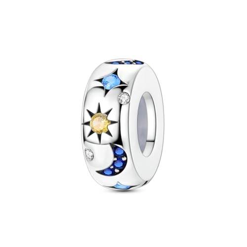Hapour 925 Sterling Silver Charms for Bracelet Necklace Dangle Pendant Bead | Bear Charm, Elephant Zebra Cat Dream catcher Family Birthday European Jewelry Charm, For Women Mom - color: Sun Moon Star Bead