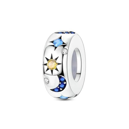 Hapour 925 Sterling Silver Charms for Bracelet Necklace Dangle Pendant Bead | Bear Charm, Elephant Zebra Cat Dream catcher Family Birthday European Jewelry Charm, For Women Mom - color: Sun Moon Star Bead