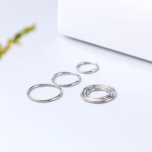 Nose Rings 20G 18G 16G 316L Surgical Steel Hinged Clicker Segment Nose Hoop Helix Cartilage Daith Tragus Sleeper Earrings Body Lip Piercing Jewelry for Women Men 6mm 7mm 8mm 10mm 12mm - style: 15:Silver+Gold-20G*8mm(4pcs)