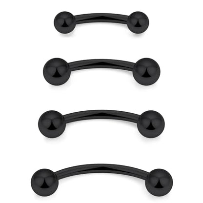 Snake Eyes Piercing Jewelry Tongue Surgical Steel Frog Eyes Tongue Rings 16G 14G Eyebrow Piercing Curbed Barbell Vertical Labret Lip Jewelry Bridge Piercings for Women Men 10mm/12mm/14mm/16mm - color: 14g,black