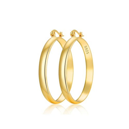 Apsvo Hoop Earrings for Women, 5mm Wide 14K Gold Plated/Silver Hoop Earring Hypoallergenic 925 Sterling Silver Earrings Lightweight Large Earrings for Women - color: Gold &40mm