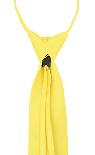 Vesuvio Napoli PreTied Men's Necktie Solid Color Mens Adjustable Zipper Neck Tie - color: Golden Yellow