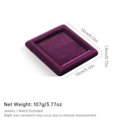 Velvet Jewelry Display Tray for Ring Earrings Necklace Bracelet Flat Tray - color: Purple, size: 5.12 × 5.12 in