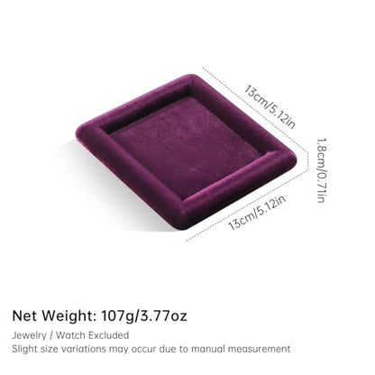 Velvet Jewelry Display Tray for Ring Earrings Necklace Bracelet Flat Tray - color: Purple, size: 5.12 × 5.12 in