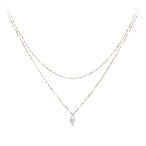 Layered Pearl Necklaces for Women 14K Gold Plated Trendy Faux Pearl Drop Y Necklace Dainty Pearl Choker Gold Layering Necklace,Jewelry Gift for Her,Mother,Wife,Girlfriend - style: Layer Pearl