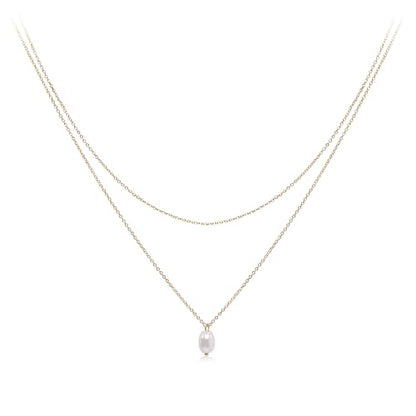 Layered Pearl Necklaces for Women 14K Gold Plated Trendy Faux Pearl Drop Y Necklace Dainty Pearl Choker Gold Layering Necklace,Jewelry Gift for Her,Mother,Wife,Girlfriend - style: Layer Pearl