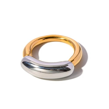 Two Tone Ring, Gold and Silver Simple Bands, 3mm Mixed Metal Ring for Women, Stainless Steel Minimalist Stackable Rings Chic Stacking Jewelry